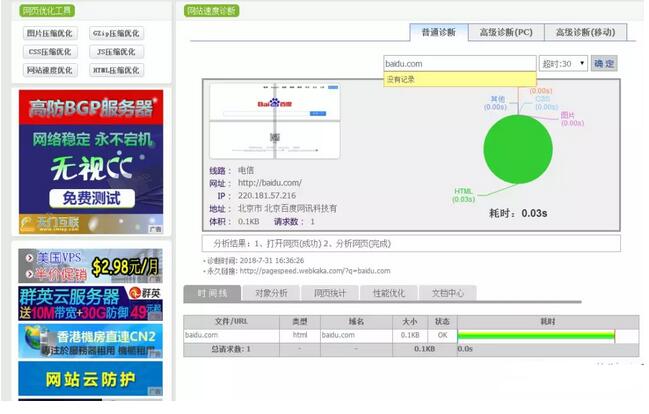 网站测速诊断